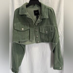 Forever 21 Olive Corduroy Cropped Jacket